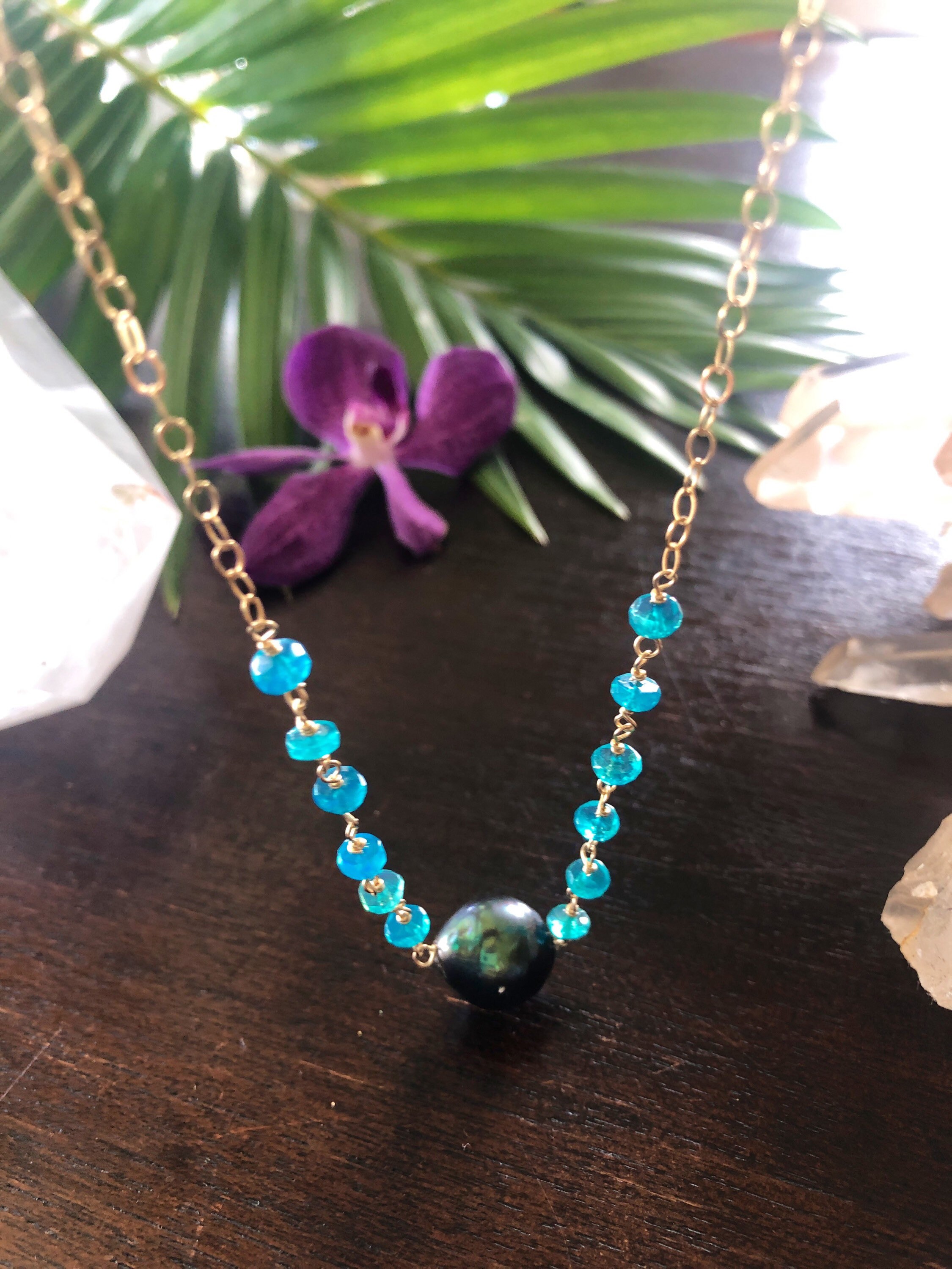 Blue Opal and Tahitian Pearl Neclace