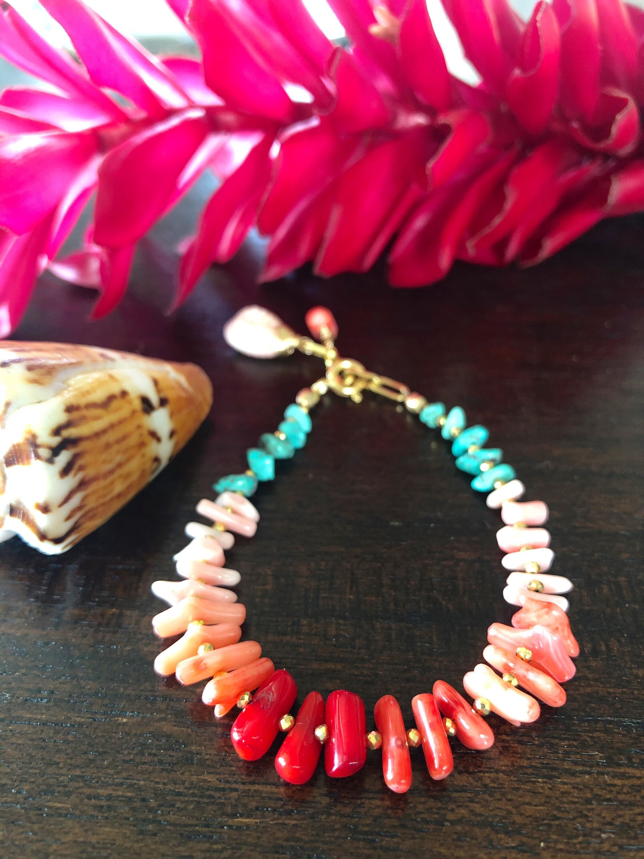 Coral And Turquoise Maui Beach Bracelet