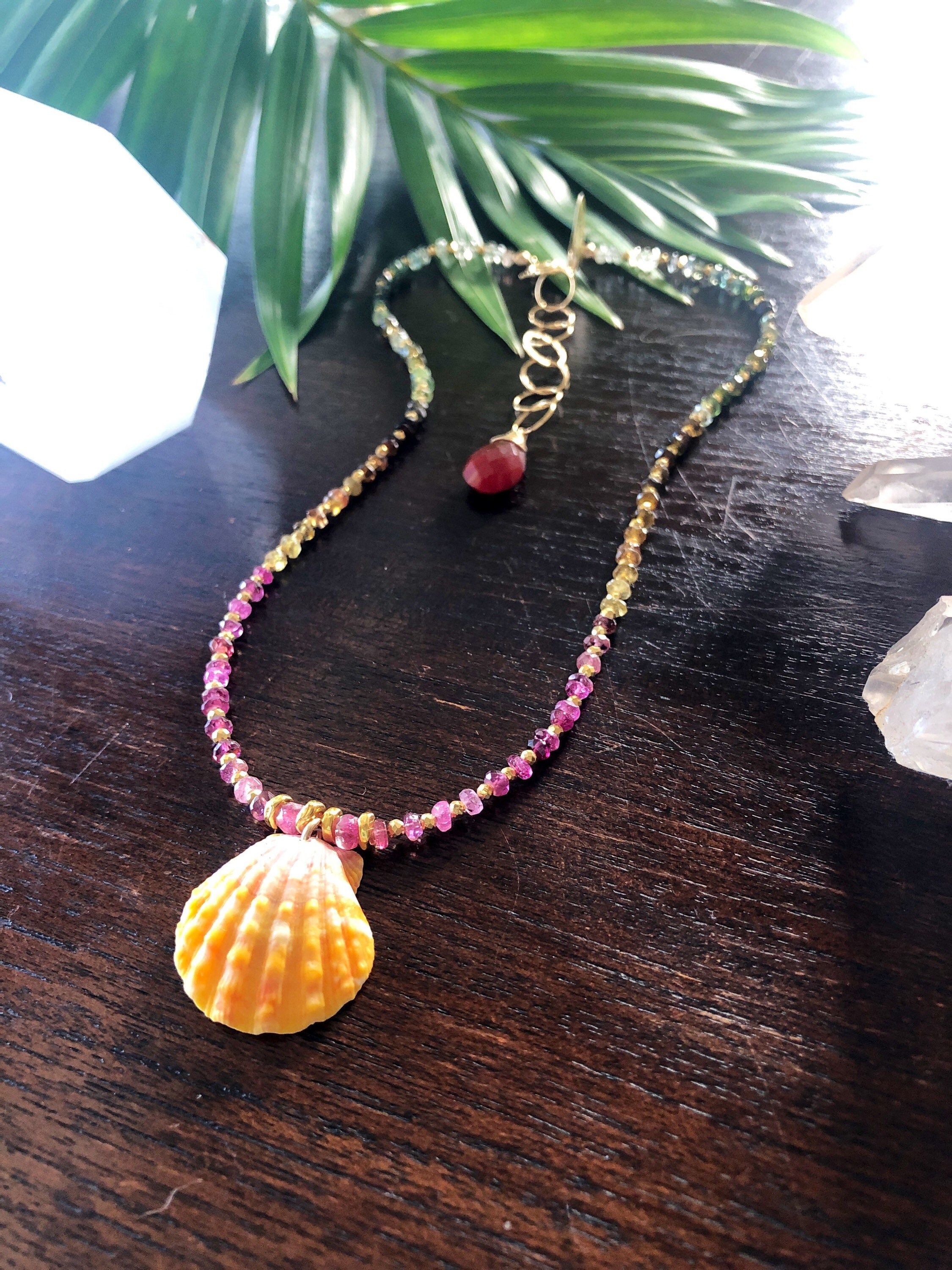 Rainbow Gemstone Sunrise Shell Necklace