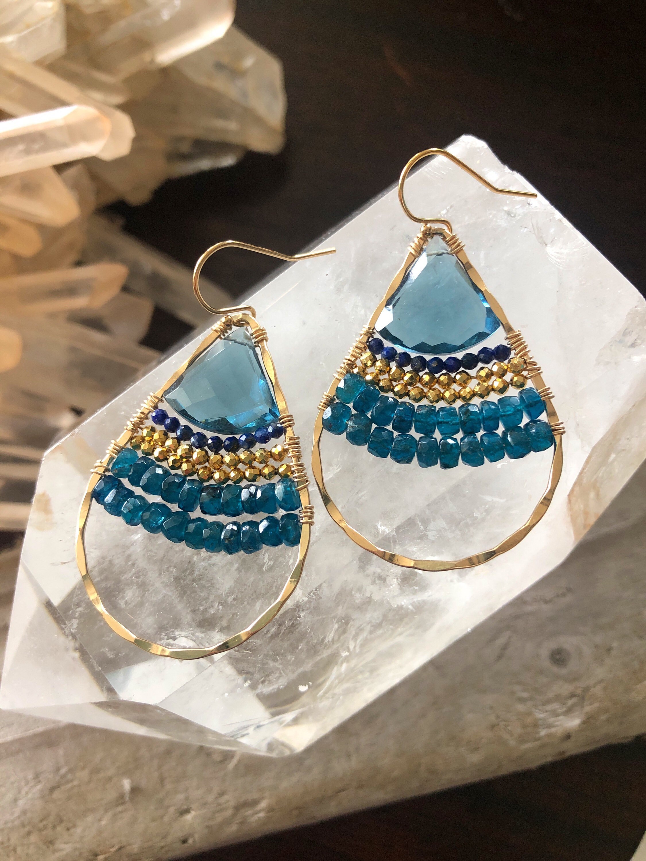 Liquid Sunshine Gemstone Peacock Earrings