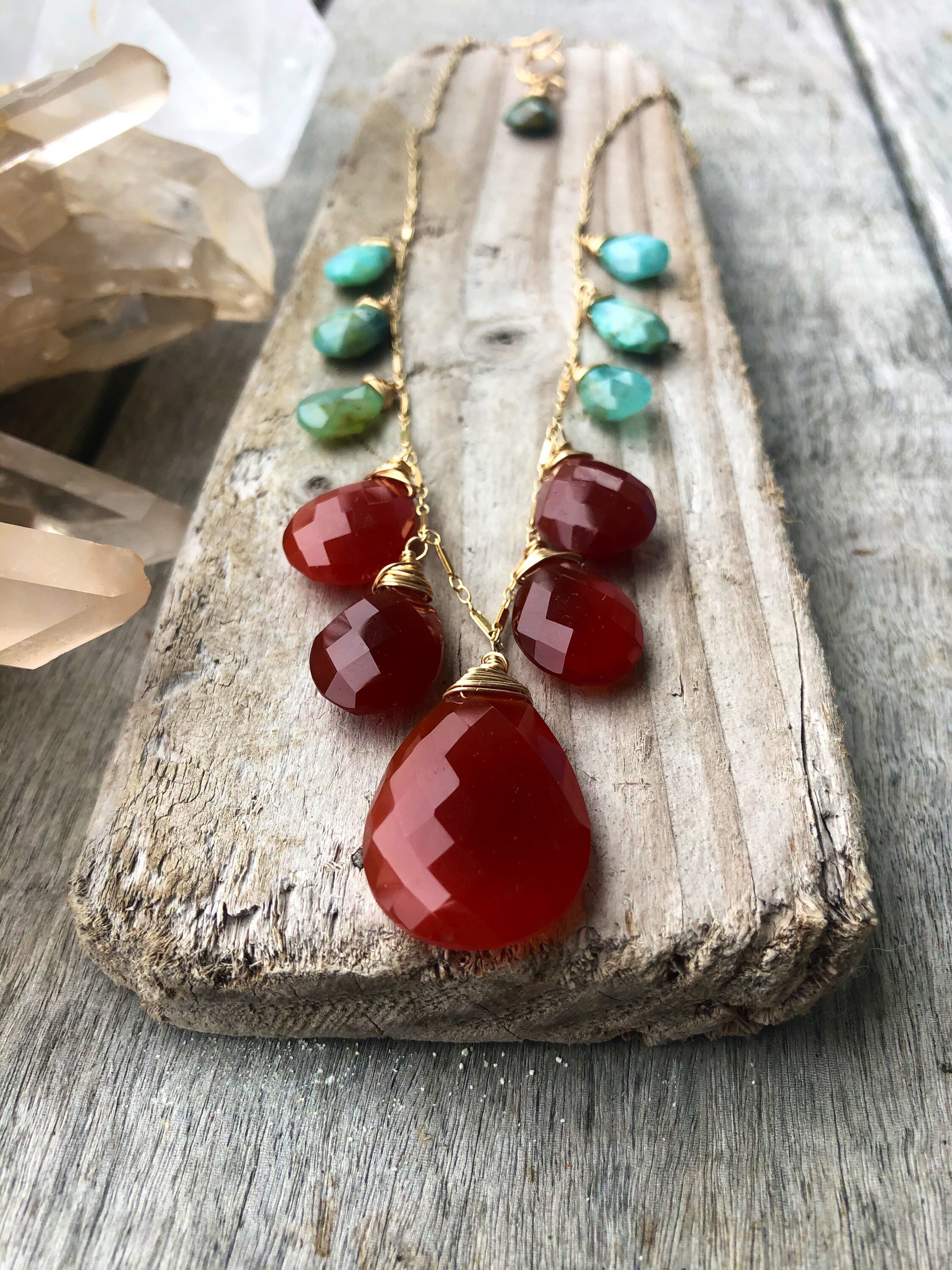 Carnelian and Opal Liquid Sunshine Necklace