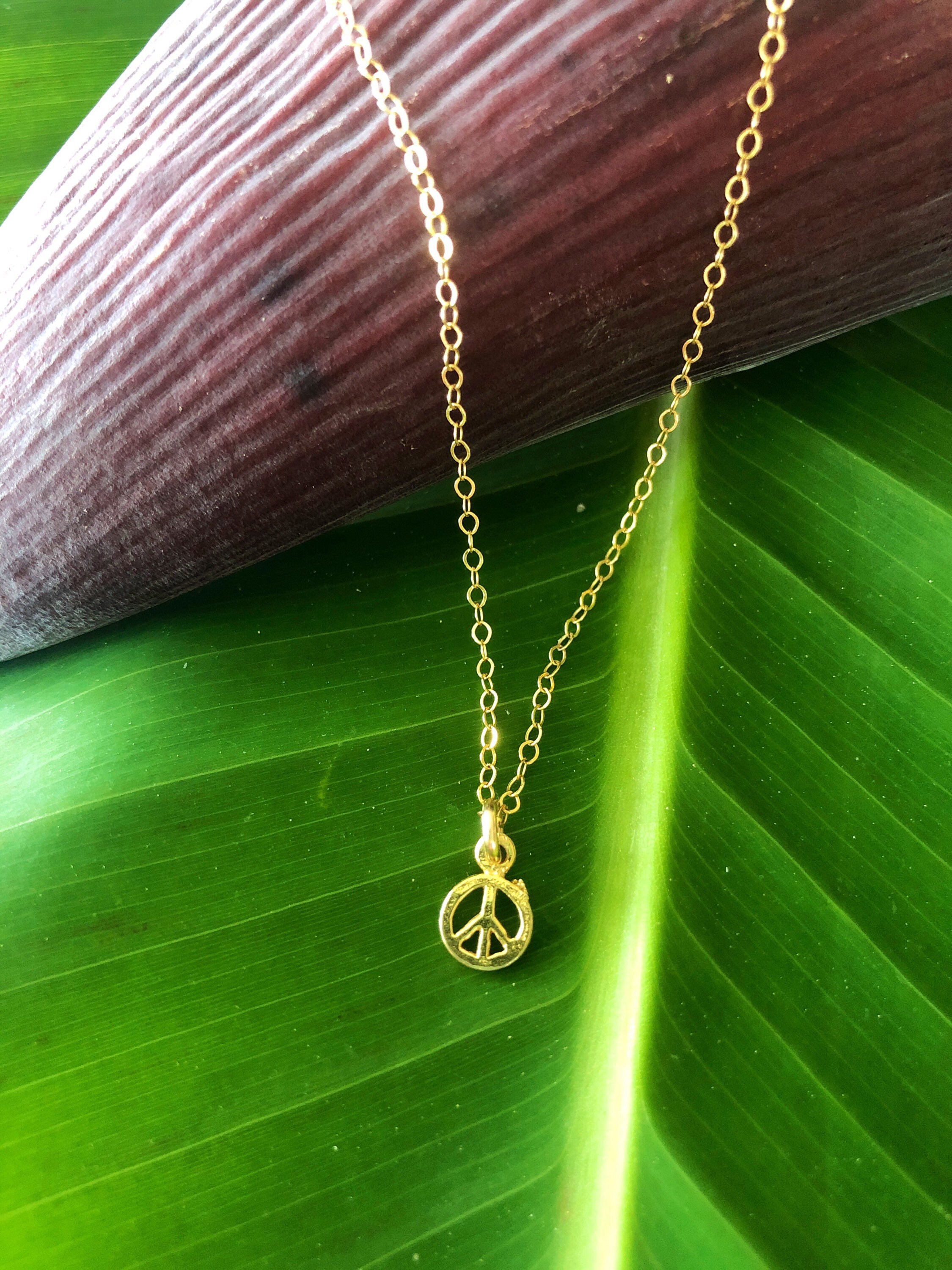 Minimalist Necklace Peace Charm by Liquid Sunshine