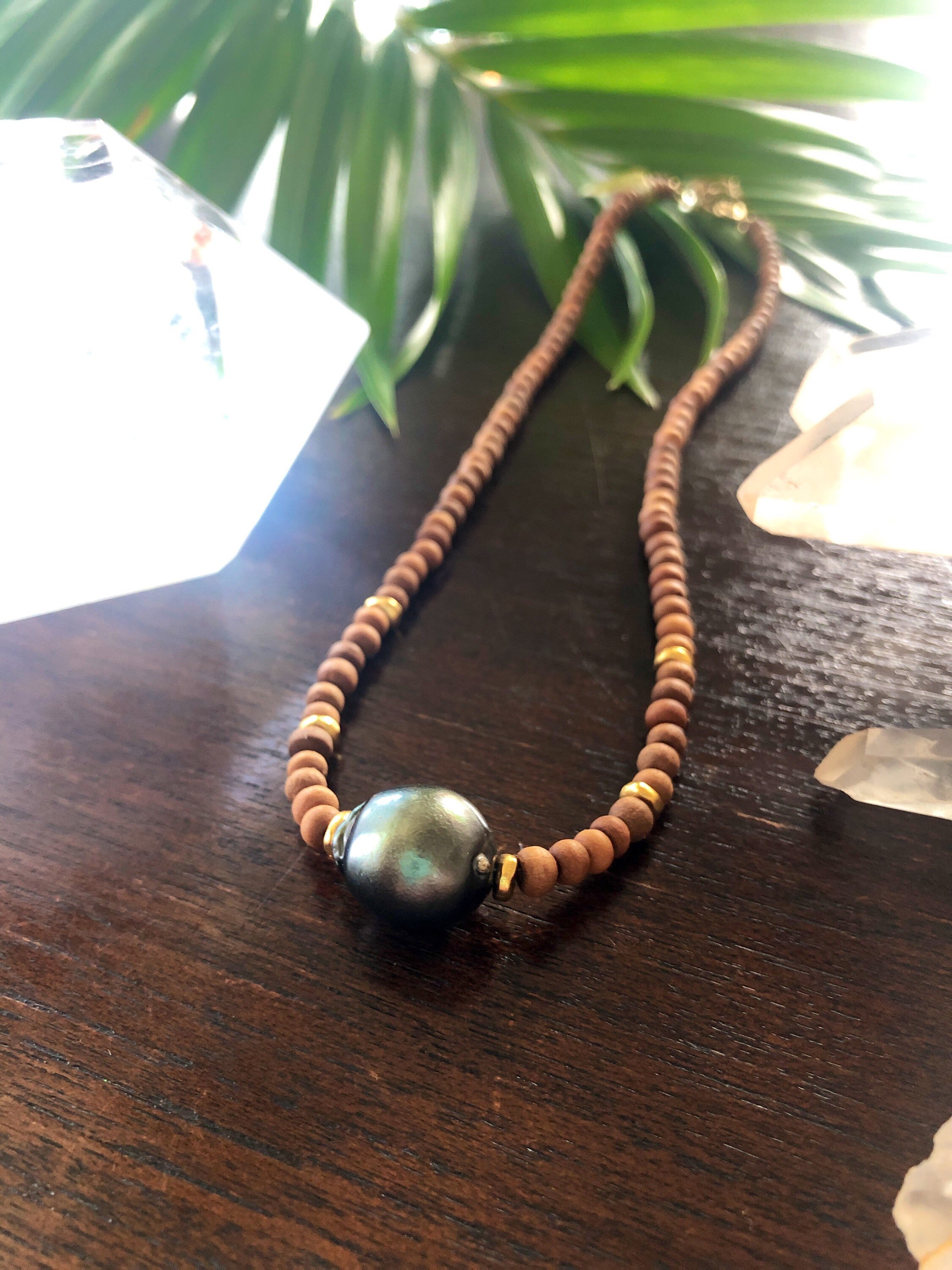 Tahitian Pearl Sandalwood Necklace