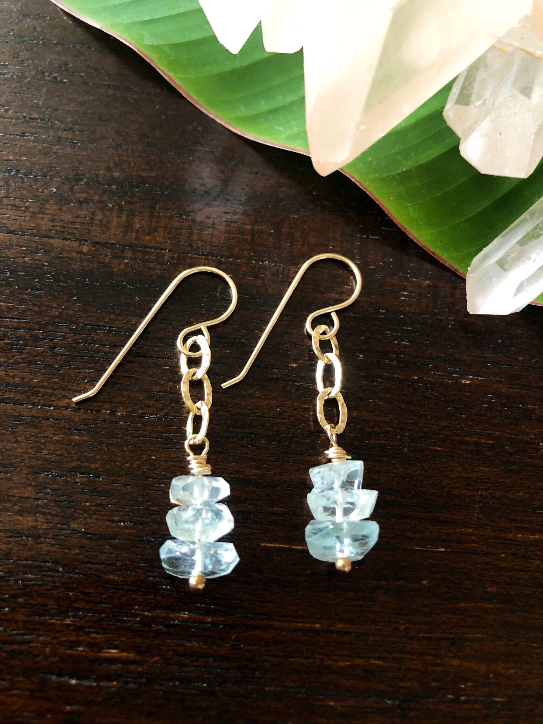 Petite Aquamarine Drop Earrings by Liquid Sunshine