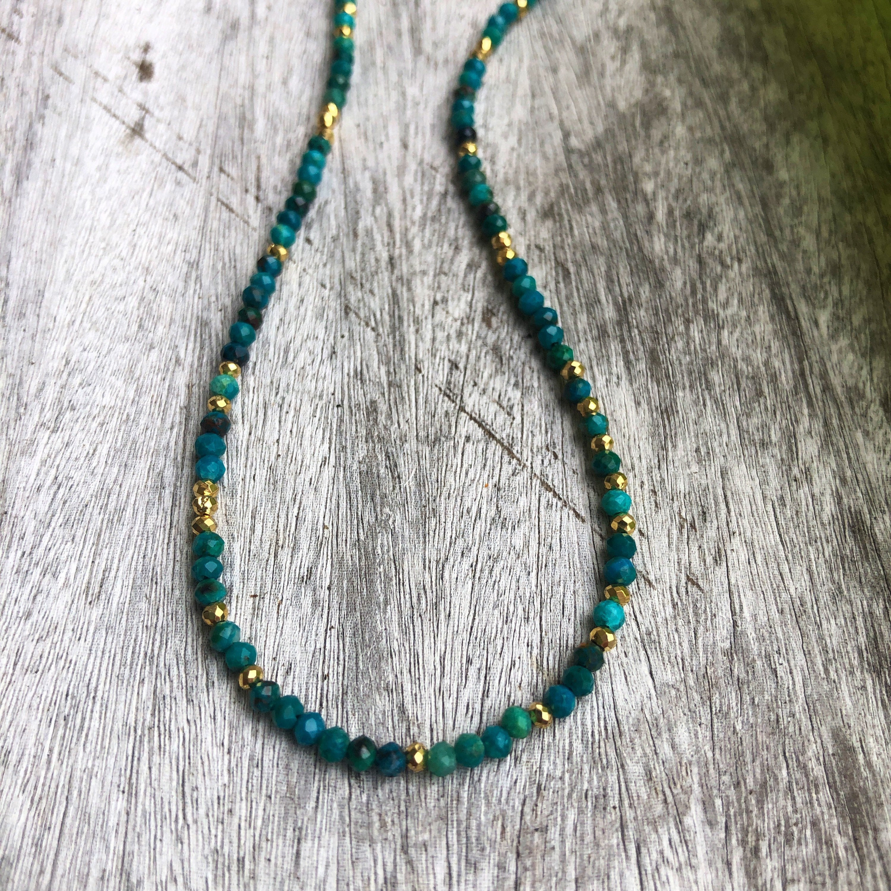 Petite Gemstone Chrysocolla Necklace by Liquid Sunshine