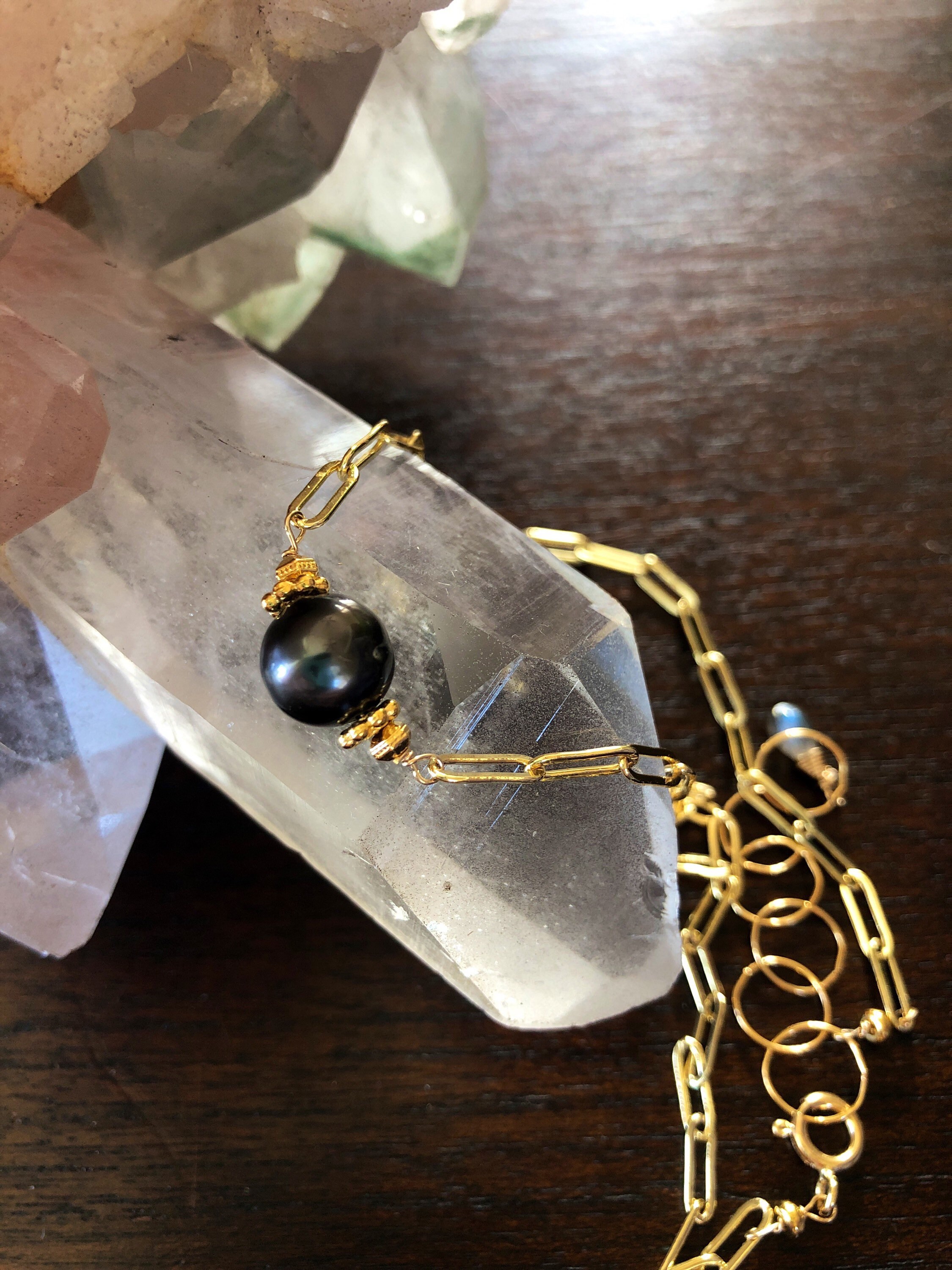 Tahitian Pearl Gold Chain Choker