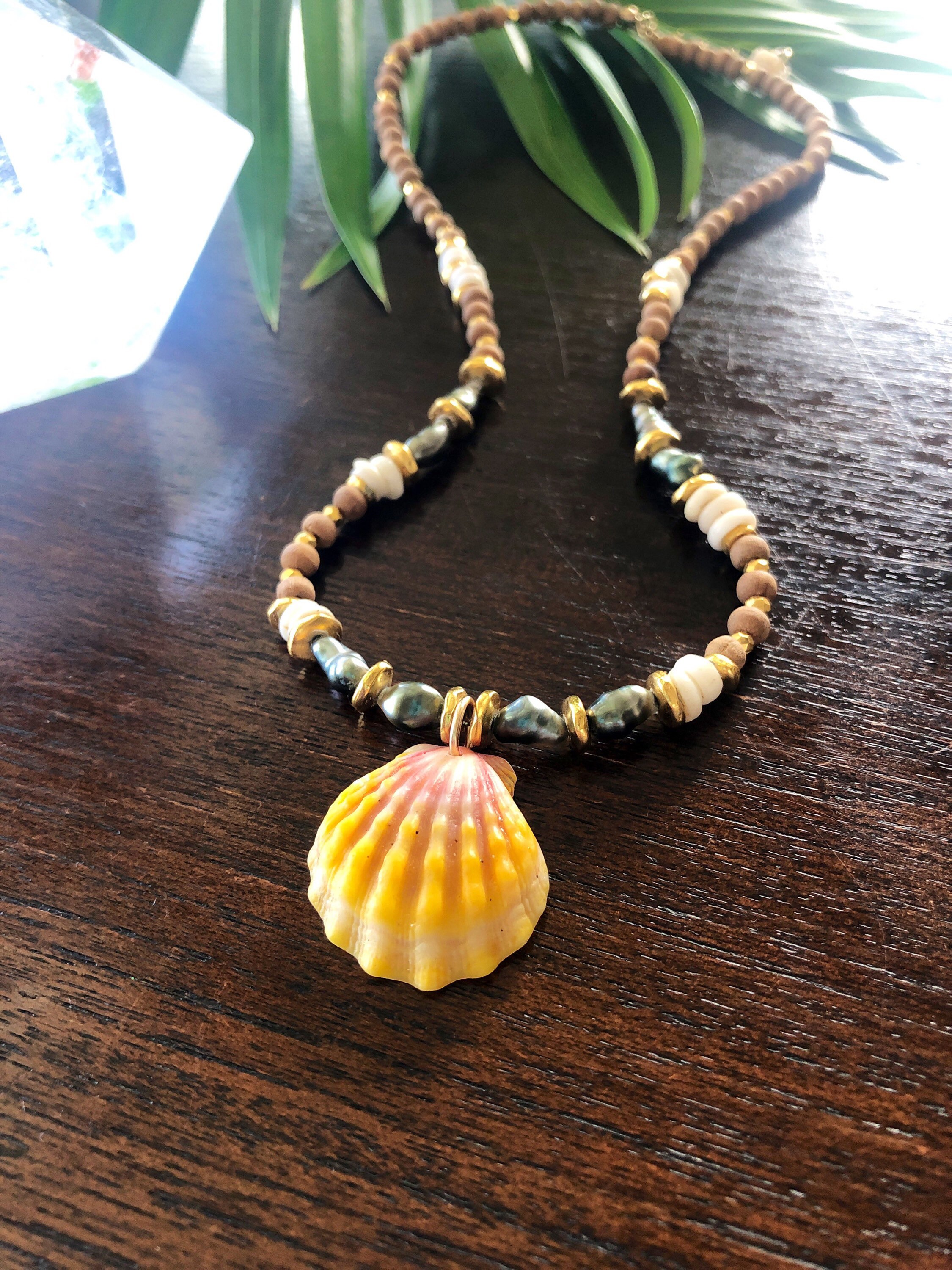 Sunrise Shell Tahitian Pearl Necklace
